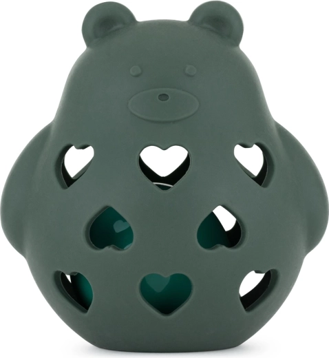 PETITE&MARS silikonska igrača z ropotuljico medvedek Bear Basil misty green