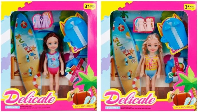Mini punčka s plažnimi dodatki