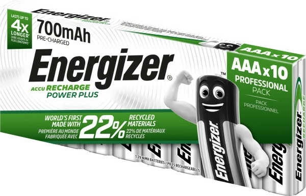 Energizer Power Plus polnilne baterije AAA 700 mAh, paket 10 kos