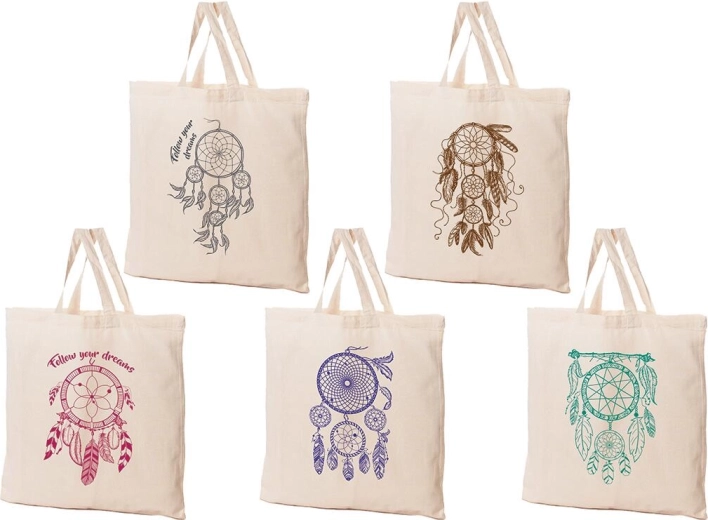 Bombažna nakupovalna torba Lovilec sanj 42 × 42 cm, kremna