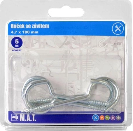 Kavelj z navojem Zn 100 × 4,7 mm, pakiranje 5 kos