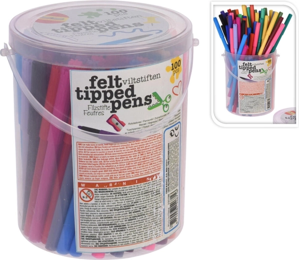 Set markerjev 20 barv v plastičnem škatli, 100 kosov