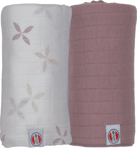 Lodger swaddler Solid matcha powder/rose 110 × 110 cm, komplet 2 kosa