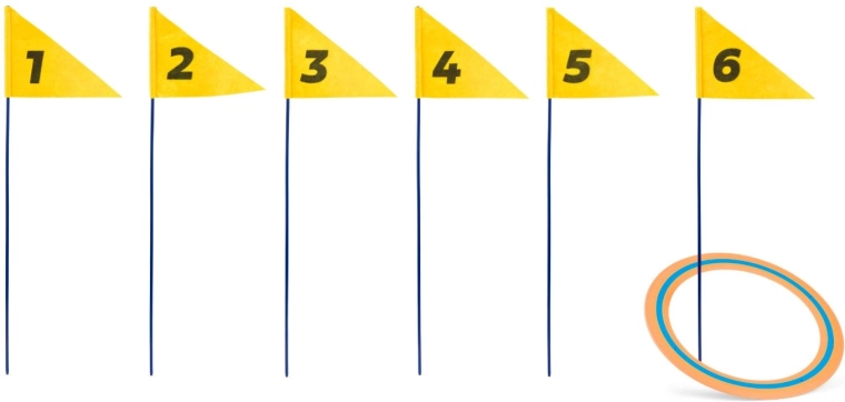 Zunanji discgolf z oštevilčenimi zastavicami