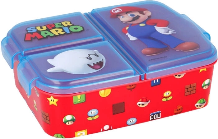 Velika škatla za malico Stor Super Mario s 3 predelki (modro-rdeča)