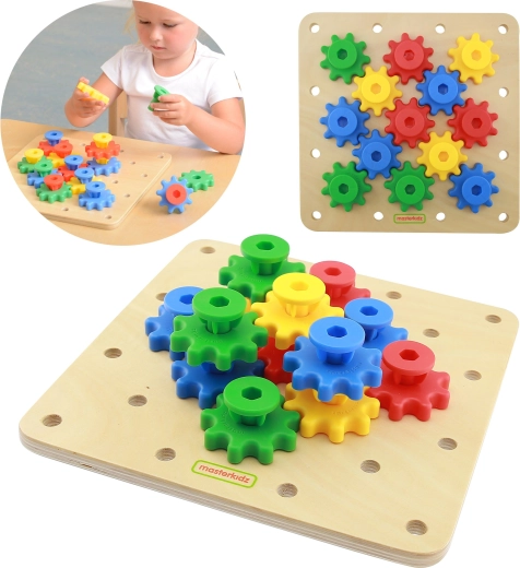 Lesena Montessori tabla Masterkidz z zobniki
