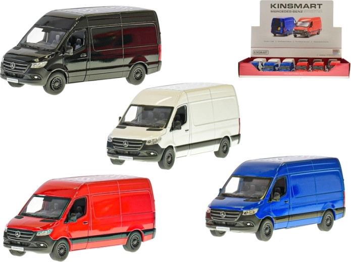 Kinsmart Mercedes‑Benz Sprinter kovinski model 1:48 z odpirajočimi se vrati