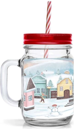 Kozarec s slamico TORO 450 ml z božičnim motivom vasice