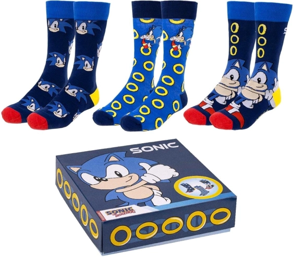 Komplet nogavic Sonic – 3 pari v darilni škatli