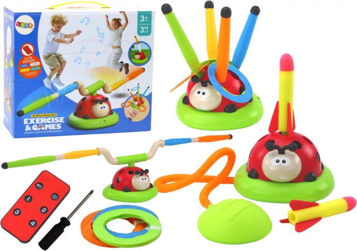 Ladybird Športna igrača 3 v 1 Skoki Met Tarča Izstreljevalnik