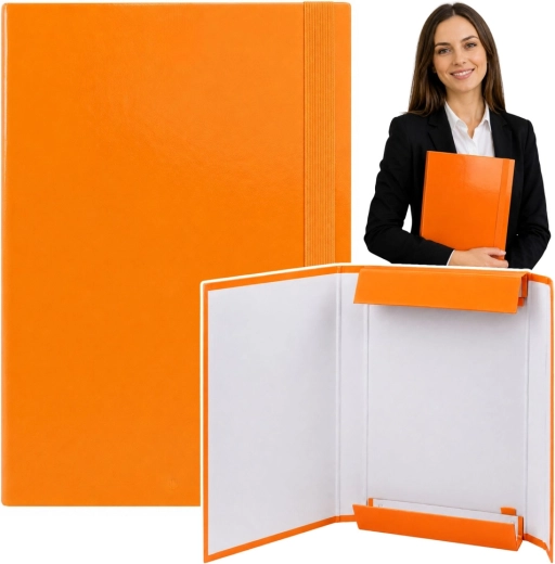 Oranžna krilna mapa za dokumente A4 z elastiko, trda - 1 kos