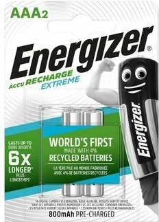 Energizer Extreme AAA polnilne baterije 800 mAh, 2 kos