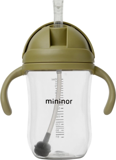 Mininor steklenička s slamico Tritan 330 ml mahovno zelena