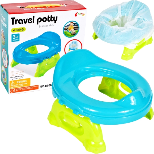 Potovalni otroški noček z enkratnimi vrečkami, moder