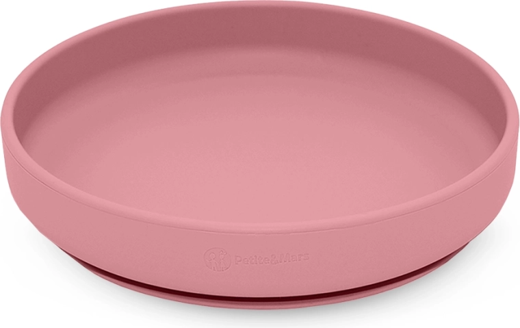 Silikonski krožnik s priseskom Take&Match dusty rose – Petite&Mars