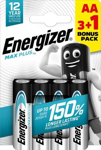 Energizer Max Plus AA alkalne baterije 3+1 gratis, 4 kosi