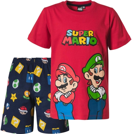 Kids' Super Mario pajamas red–dark blue