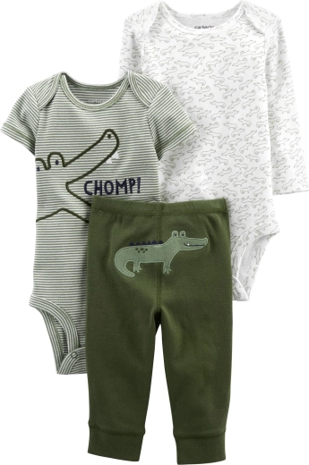CARTER'S 3-delni set bodijev in trenirke za dečke Green Croc – Velikost 56