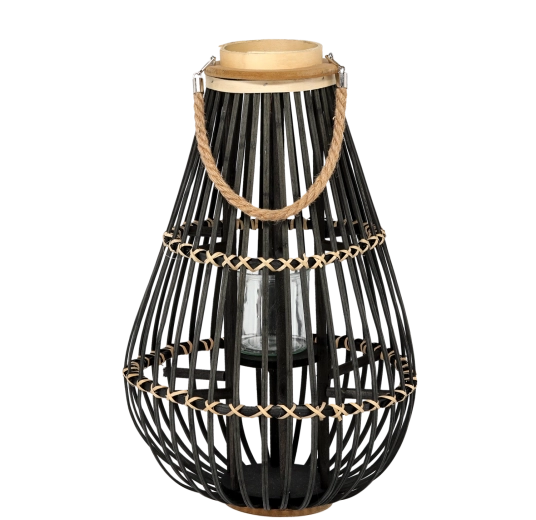 Lesen lampijon s steklenim vložkom, črn, 32 × 57 cm