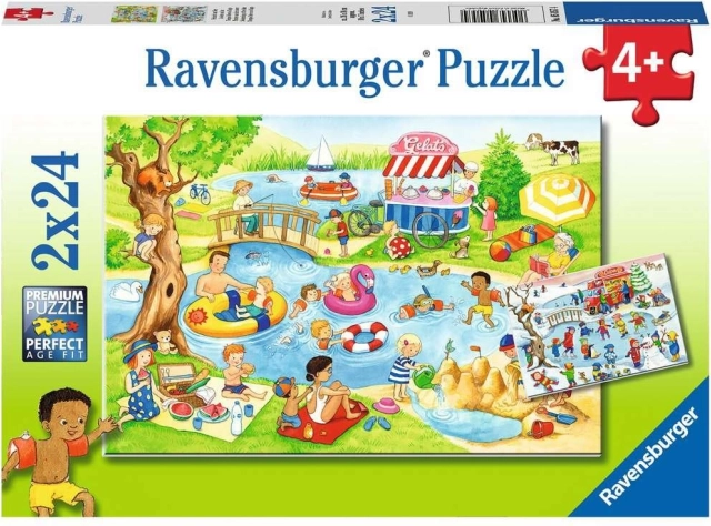 Ravensburger puzzle Zabava ob ribniku 2×24 koščkov