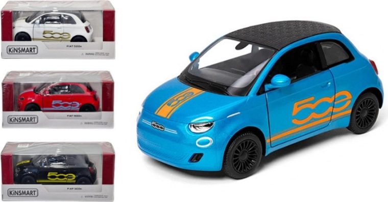 Kinsmart Fiat 500 kovinski model 1:28 z navijalnim pogonom