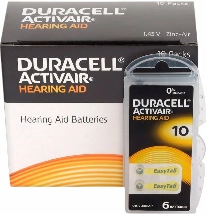 Baterije za slušne aparate DURACELL Activair 10, 6 kos
