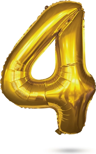 Rojstnodnevni folijski balon v obliki številke 4, zlate barve, 80 cm