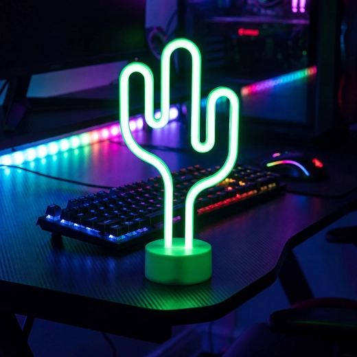 Neonska LED-svetilka zeleni kaktus