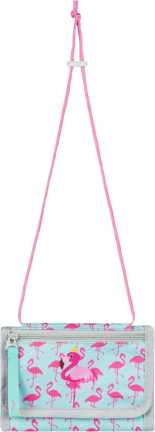 Denarnica za okoli vratu z motivom flamingov