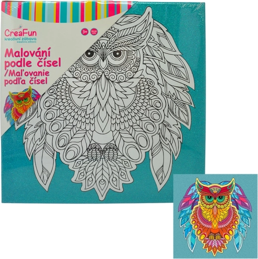 Slikanje na platno – sova modrosti 30 × 30 cm