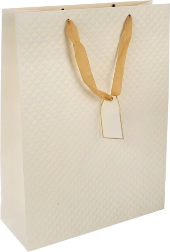 Darilna papirnata vrečka quilt bež 30 × 12 × 41,5 cm