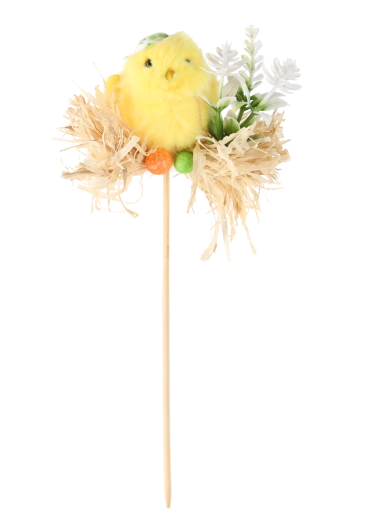 Velikonočni zapič s piščančkom v slamnatem gnezdu 5 × 23 cm, mešanica 3 dizajnov (12 kos)