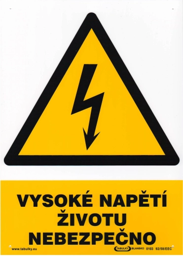 Varnostna tabla Visoka napetost – življenjsko nevarno A4 plastika