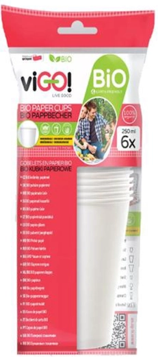 Bio papirnati lončki 250 ml VIGO, 6 kos