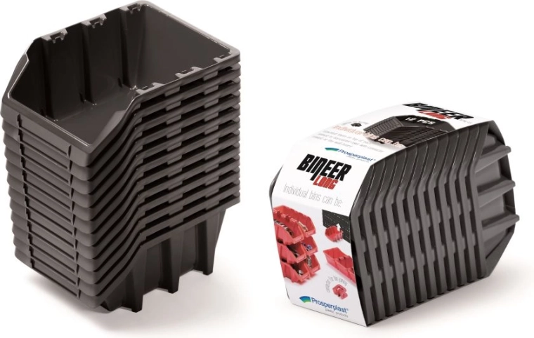 Set shranjevalnih zabojčkov Bineer Long, 12 kosov, 190 × 77 × 120 mm, črna