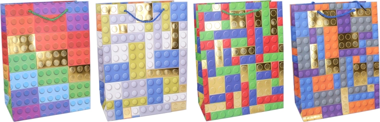 Darilna papirnata vrečka S 18 × 24 × 8,5 cm – otroški motiv kock