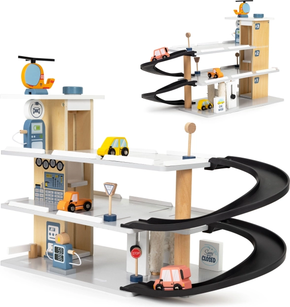 Lesena garaža z dvigalom in avtopralnico ECOTOYS