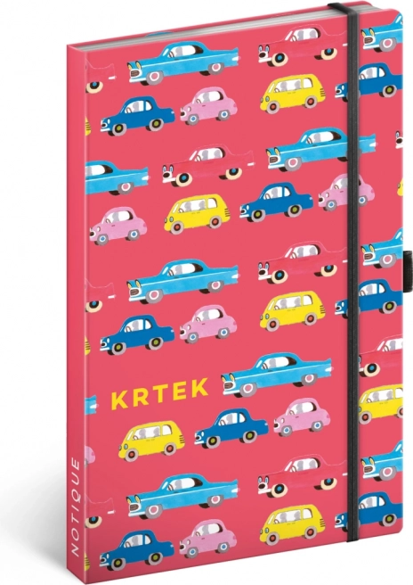 Črtast zvezek s trdimi platnicami 13 × 21 cm z elastiko in držalom za svinčnik