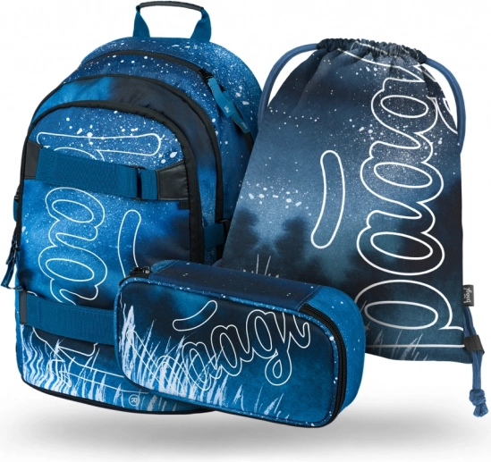 Šolski komplet BAAGL Skate Steel: nahrbtnik, peresnica in vrečka