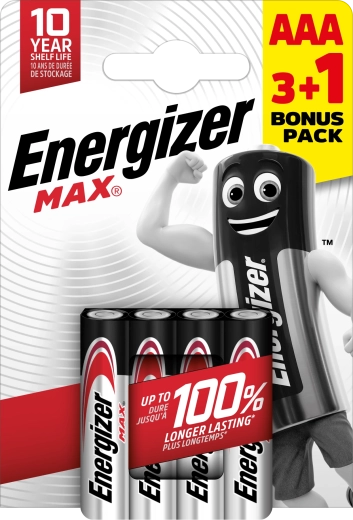 Energizer Max AAA alkalne baterije 4 kosi (3+1 gratis)