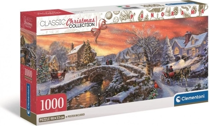 Clementoni panoramske puzzle Božično mestce 1000 kosov