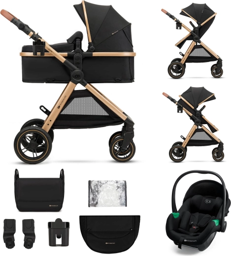 Kombinirani otroški voziček 3v1 Kinderkraft Esme Pro Pure Black