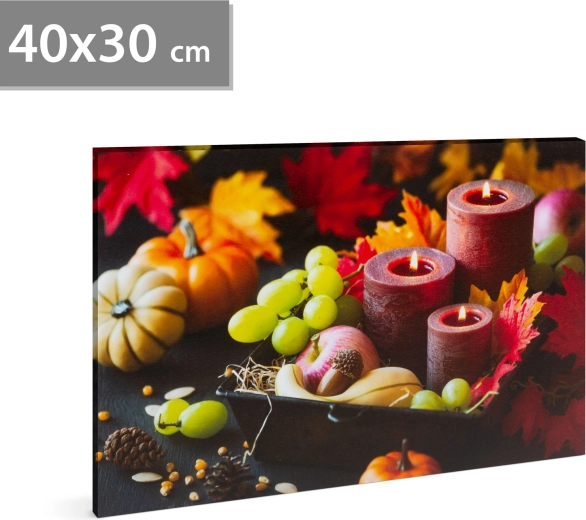 LED-slika s svečami, 40 × 30 cm