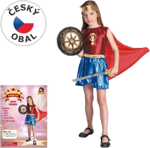 Pustni kostum junakinje za dekleta, 130–140 cm