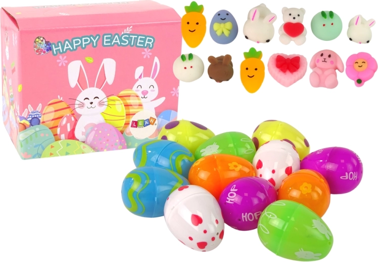 Velikonočni komplet jajčk s presenečenjem (squishy) zajček – 12 kosov