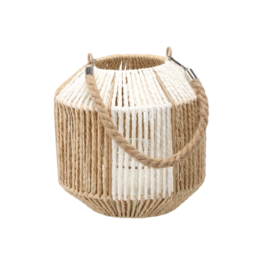 Lampijon s steklenim vložkom 20 cm – karirast vzorec