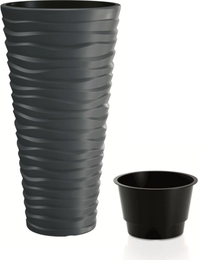 Cvetlični lonec Sand Slim z vložkom, antracit