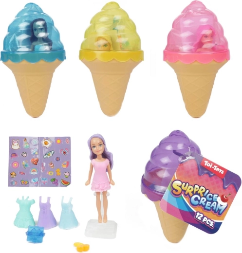 Mini lutka v sladoledu z dodatki 12 cm – 1 kos