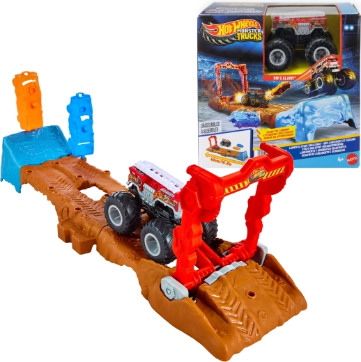 Hot Wheels Monster Trucks igralni komplet proga z avtomobilom HW 5 Alarm in 2 dodatka