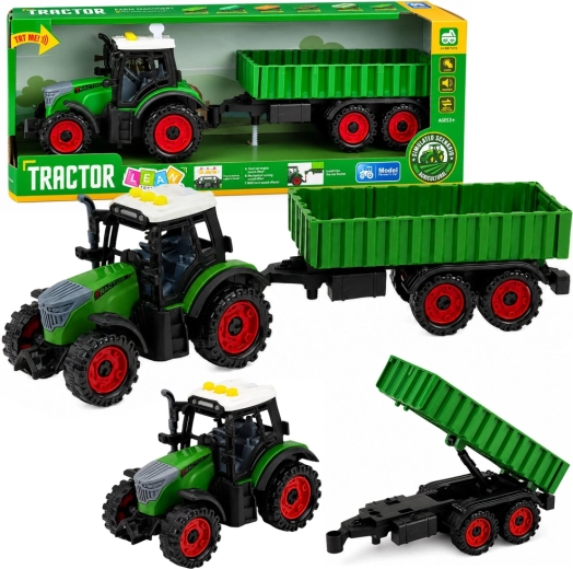 Otroški kmetijski traktor s prikolico, frikcijski pogon, luči in zvoki 35 cm
